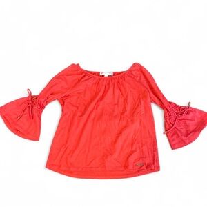 Michael Kors Coral Off-Shoulder Bell Sleeve Top | Size S